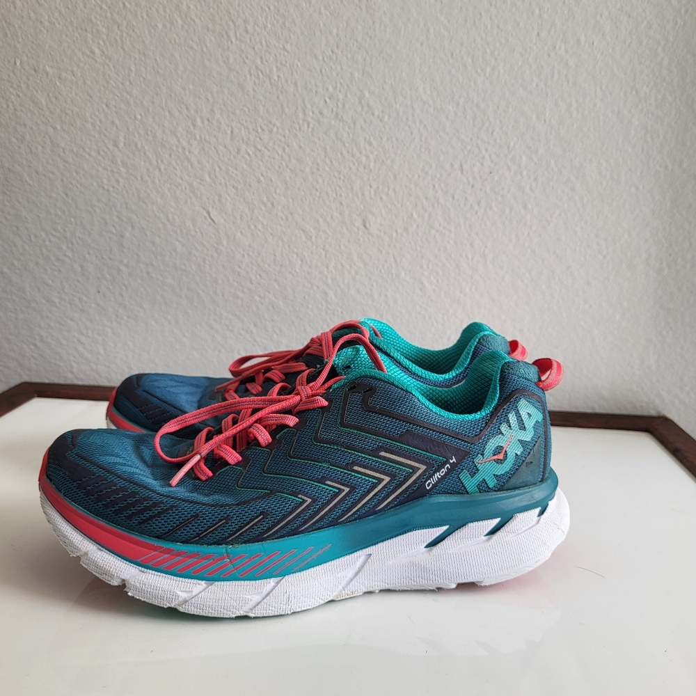 Hoka Women's Teal and Coral Athletic Shoes1